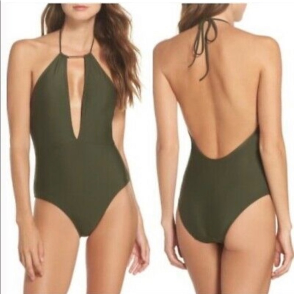 TED BAKER LONDON HALTER OLIVE SWIMSUIT ONE PIECE